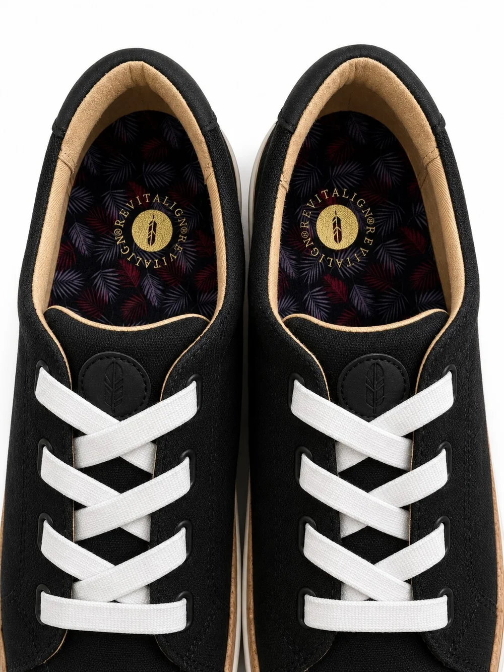 Revitalign Black Canvas Lace Up Slip On Comfort Sneakers NIB Womens Sizes 7-11